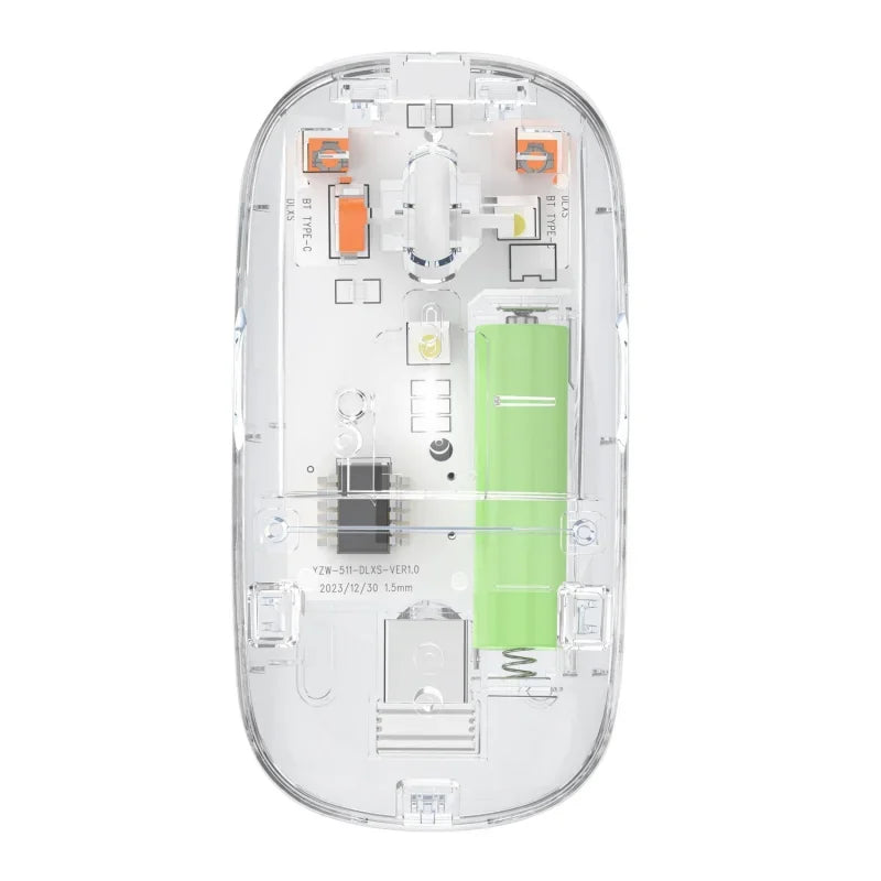 Bluetooth Mouse 2.4G Wireless Mouse Dual-Mode Transparent Mouse 1600 DPI Silent Mouse Rechargeable Mice for PC Laptop Macbook